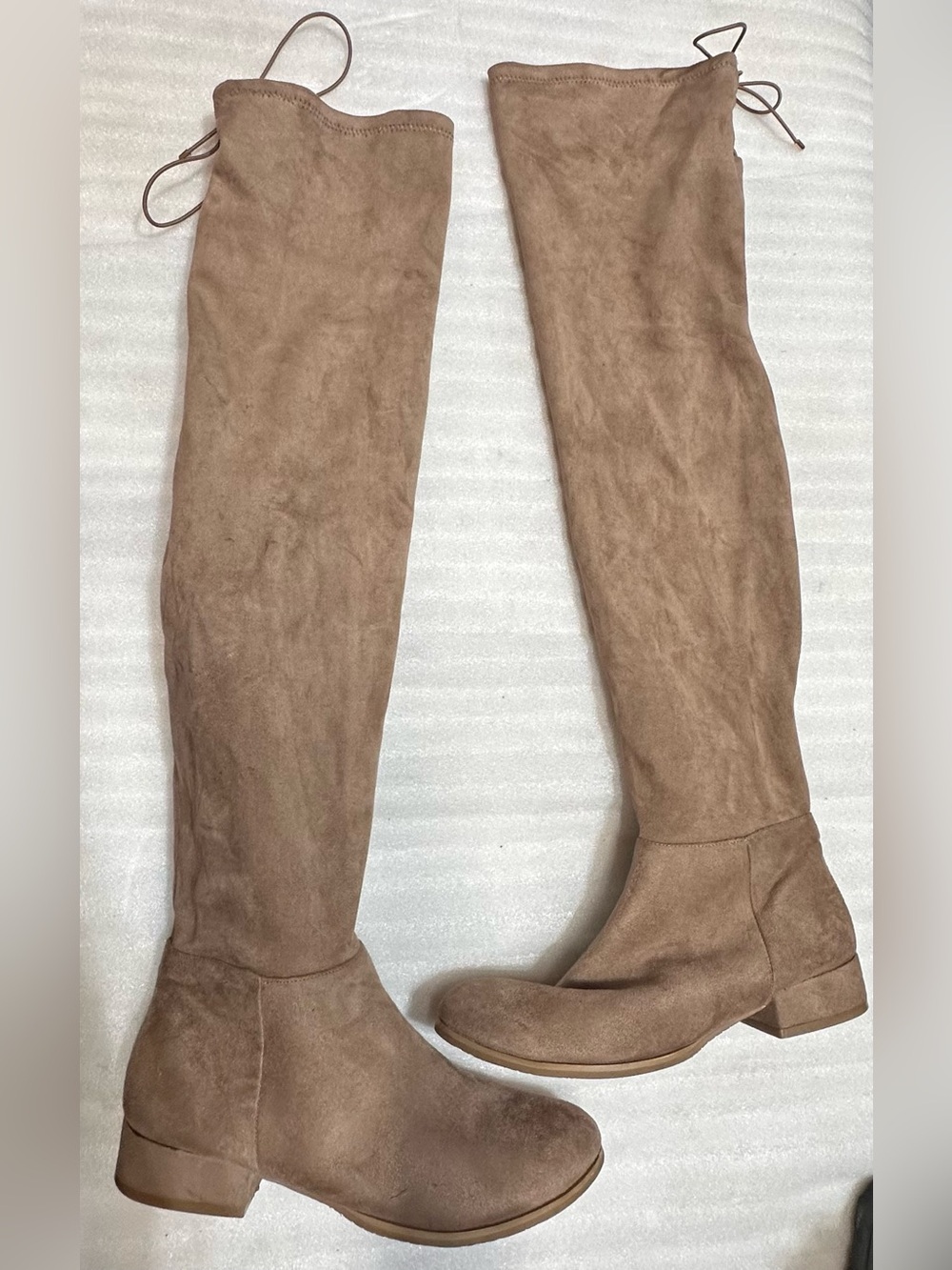 Over-the-Knee Suede Boots in Taupe